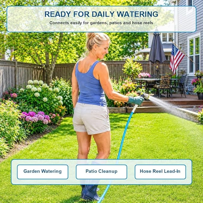 FEVONE 35 ft x 5/8 in Garden Hose, Drinking Water Safe Flexible Water Hose, Heavy Duty Hybrid Polymer Hose, Kink-Resistant, 3/4 in GHT Aluminum Fittings, Leak-Free, 600 PSI