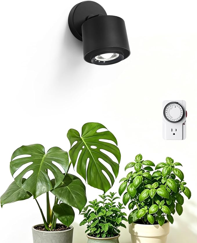 Barrina TR40a Track Plant Lights for Indoor Growing, 40W Ceiling Grow Lights with Adjustable Beam Angle (15°-60°), 5000K Full Spectrum Wall Plant Light with Timer for Greenhouse, Black Cover