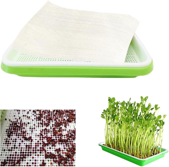 4pcs Seed Sprouting Mesh, Silicone Seed Sprouting Mat, Hydroponic Growing Mats, Germinating Pads for Microgreens Growing Kit,11.4" x 11.8",Trays NOT Included