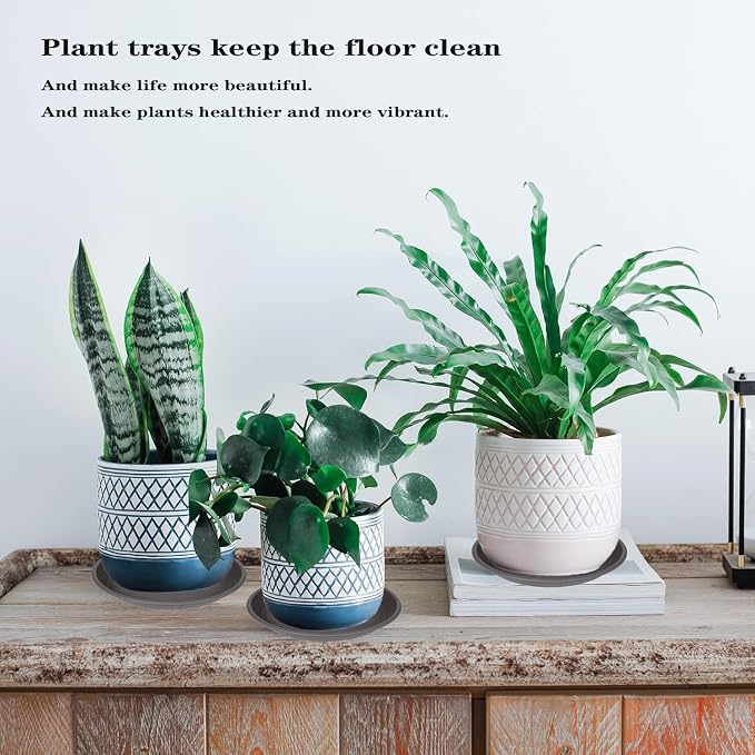 4 Pack of 16 inch Plant Saucer, Large Plant Tray, Heavy Sturdy Plant Drainage Tray for Indoors, Bird Bath Bowls, Sturdy 18 inch Plastic Pot Tray for Planter (Brown)