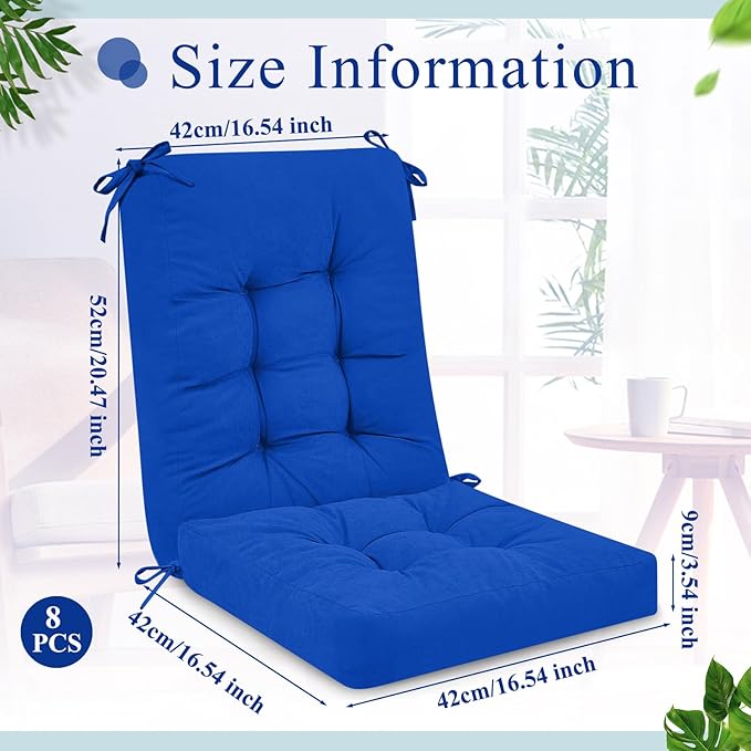 Juexica 4 Sets Outdoor Patio Chair Cushions Seat High Back Tufted Pillow Replacement Rocking Chair Cushions Pads for Patio Summer Seasonal Indoor Home Office