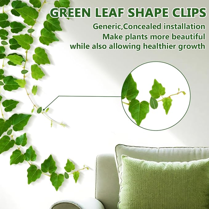 RAINFLOW 90 Pcs Plant Wall Clips - Plant Climbing Wall Fixture Clips with 108 Adhesive Sticker, Fixer Invisible Vines Fixing Clip for Pothos Vine Climber Support, Indoor Outdoor Decoration