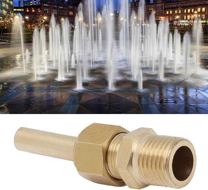 1/4 Brass Adjustable Fountain Nozzle, 360° Swivel Spray Head with Built in Valve, Water Feature and Pond Jet Sprinkler for Garden Pool Patio Decoration (2 points 1/4)
