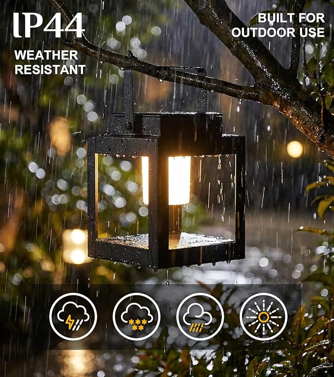Solar Lanterns Outdoor Waterproof, Portable Outdoor Table Lamp with Handle, 3-Way Dimmable Soft Warm LED Light, Dual USB/Solar Charging Hanging Lantern for Patio BBQs, Camping, Emergency Use