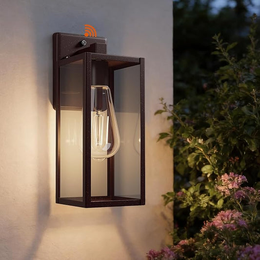 15'' Oil Rubbed Bronze Dusk to Dawn Outdoor Porch Lighting Fixtures Wall Mount, Sensor Exterior Wall Light for House, Ouside Lantern Lamp, Waterproof Wall Sconce Lights, Coach Light for Garage