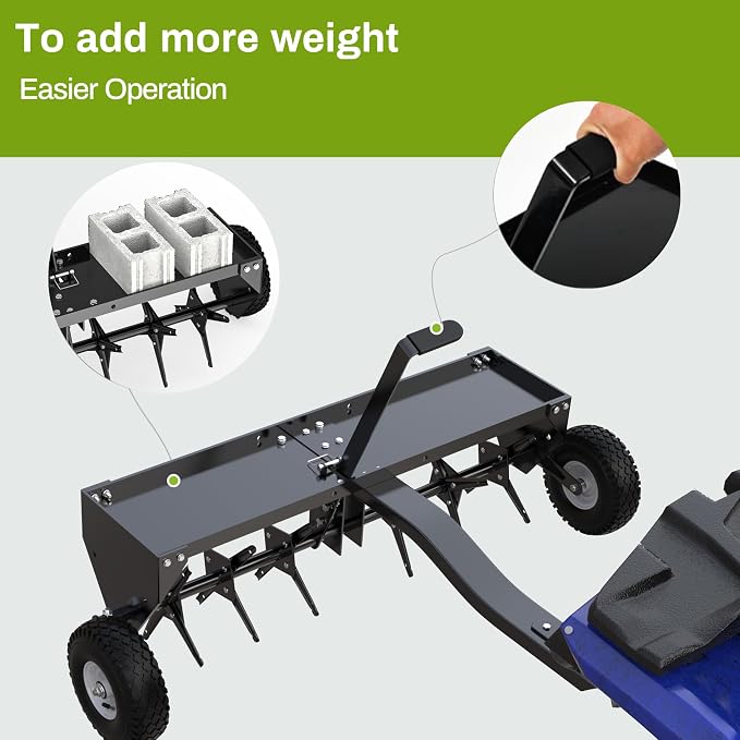 YINTATECH 40in Tow Behind Aerator, Plug Aerator for Lawn Tractor, 24 Plug Coring Knifes, Black