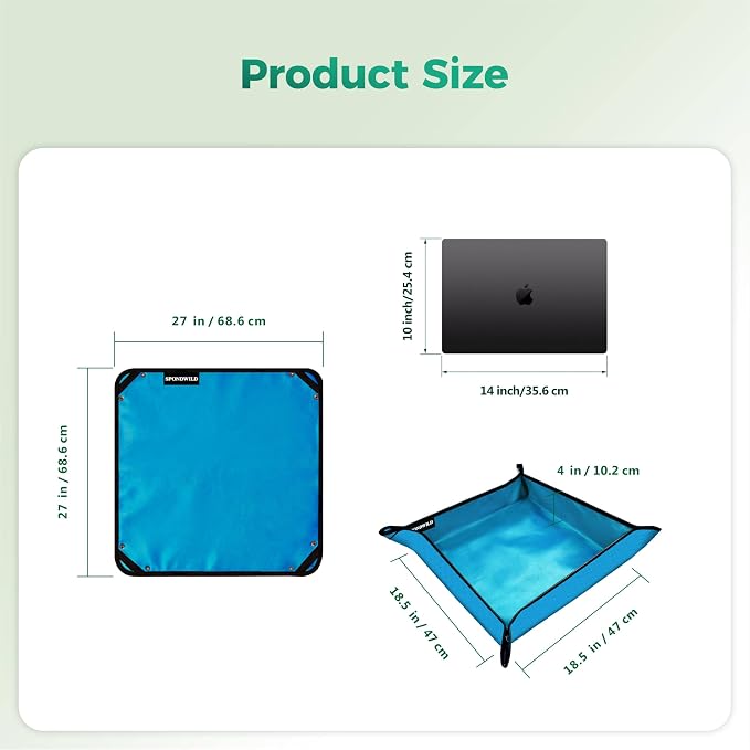 Plant Transplanting Mat - Thickened Waterproof Potting Mat, Succulent Gardening Mat, Portable Repotting Mat for Mess Control, Indoor Outdoor Use (PVC-Blue 27 x 27)