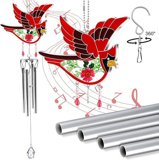 KY&Bosam Cardinal Wind Chimes for Outside Memorial Sympathy Gifts 20" Memorial Wind Chimes for Loss of Loved One Cardinal Sympathy Wind Chimes Bereavement Condolence Remembrance Gift for Loss of Mom