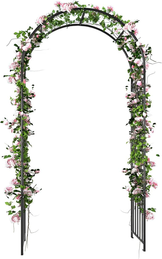 Metal Garden Arbor, 86" H Garden Arch for Climbing Plants Outdoor, Wedding Arches for Ceremony, Black Garden Archway for Backyard, Lawn and Patio