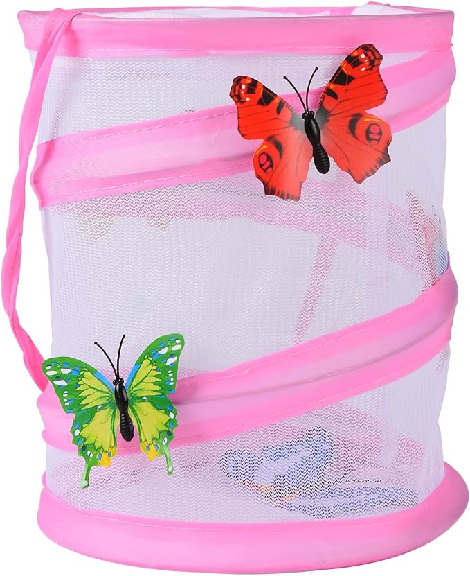 Insect Lore Butterfly Garden Habitat Foldable Washable and Reusable Butterfly Cage (Pink, S)