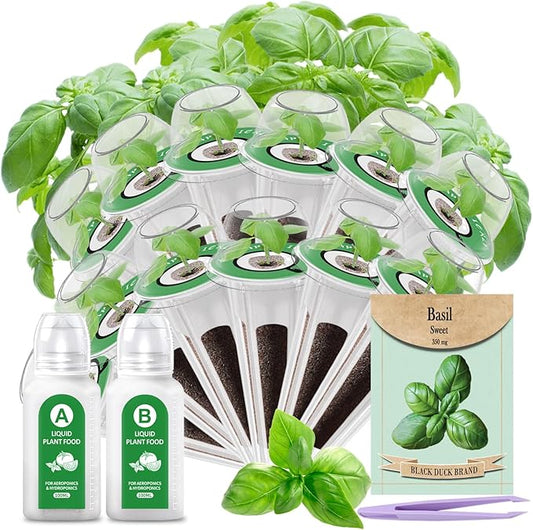 12-Pod Gourmet Basil Herb Seed Pod Kit Compatible with All Hydroponics Growing System, Universal Seed Starter Pods for Indoor Gardening