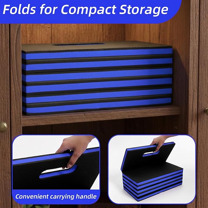 Kifmurase 1" Foldable Thick Kneeling Pad, 5 Fold Comfortable EVA Foam Knee Pads, Waterproof Mechanic Kneeling Pad with Handle, High-Density Cushion Mat for Gardening, Workout, Exercise, Mechanic