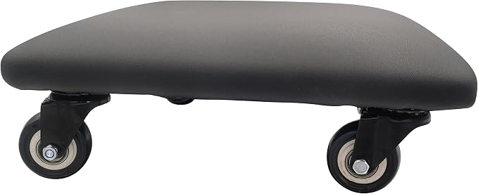 Roller Seat 360 Degree Rotating Low Stool with Wheel Chair PU Leather Universal Swivel Wheels Stool for Home Office Fitness and Garage (Square Black)
