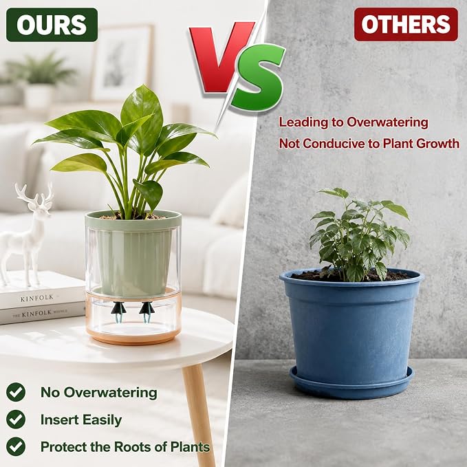 Self Watering Spikes for Indoor Plants, Automatic Plant Watering System for Vacation Care and Office Maintenance, 13-Piece Set with 12 Spikes and Absorbent Cotton Rope