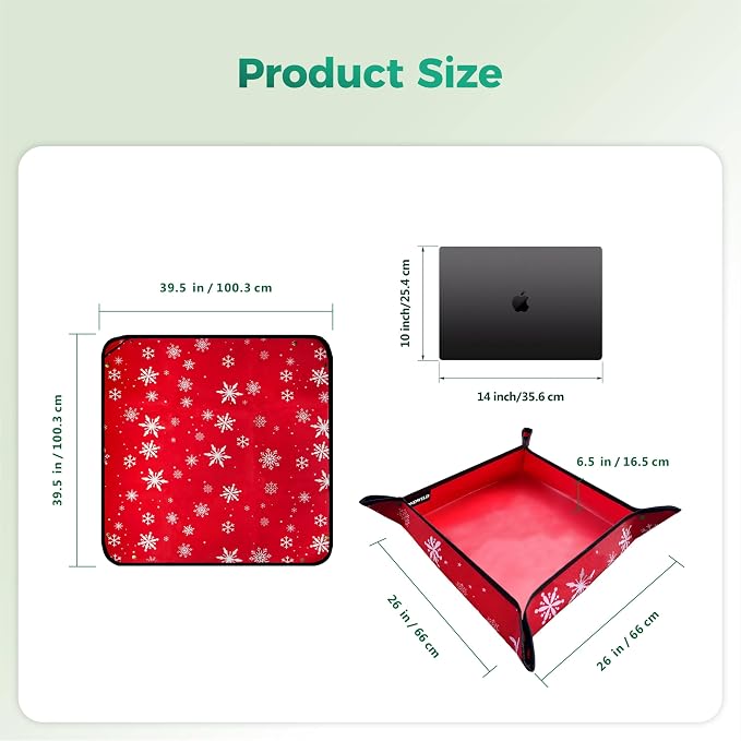 Plant Transplanting Mat - Thickened Waterproof Potting Mat, Succulent Gardening Mat, Portable Repotting Mat for Mess Control, Indoor Outdoor Use, PVC Red Snowflake, 39.5 x 39.5 Inches