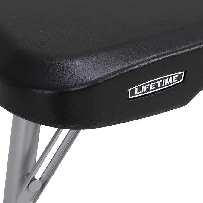 LIFETIME Stacking Compact Folding Table, 30 in. x 20 in., Black and Silver, Indoor/Outdoor