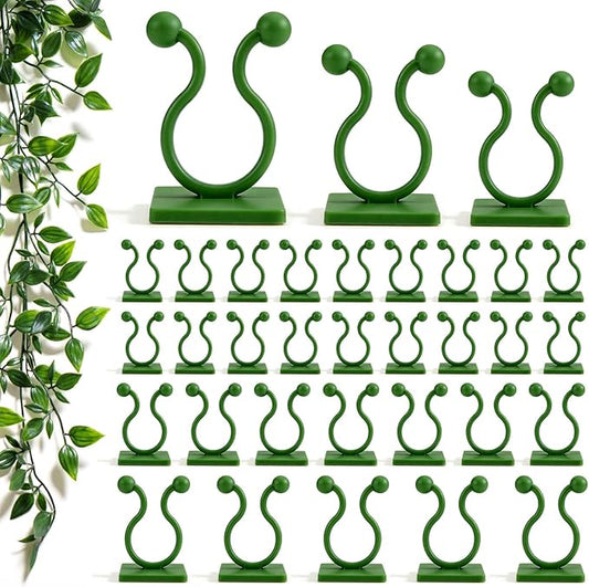 120 Pcs Plant Climbing Wall Fixture Clips, Green Plant Fixer with Self-Adhesive Hook, Fixing Clip Vines Holder for Indoor Outdoor Plants Support Cable Wire (Small, Medium, Large)