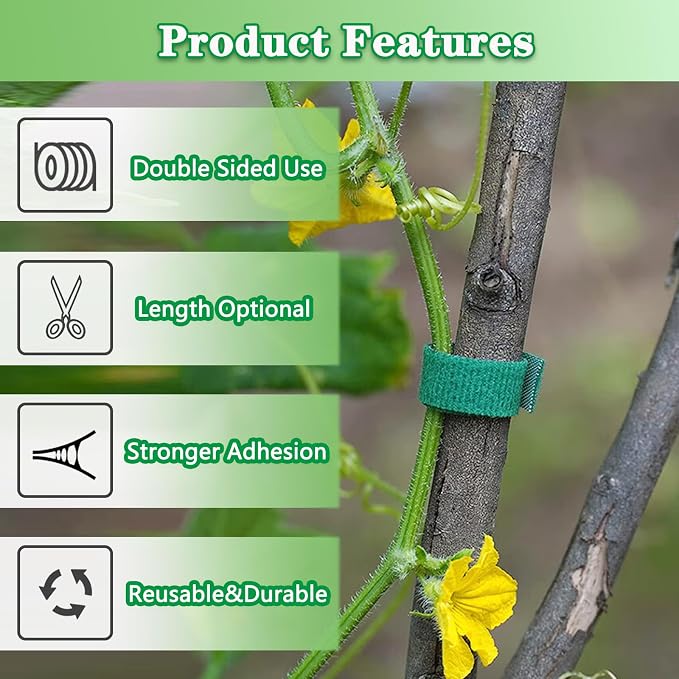 Plant Tape Garden Tape, Plant Ties Tape Garden Ties For Climbing Plants Adjustable Garden Tape For Plants Outside Plant Supports For Growing Reusable Green Garden Plant Tomato Tape (33ft X 1/2inch)