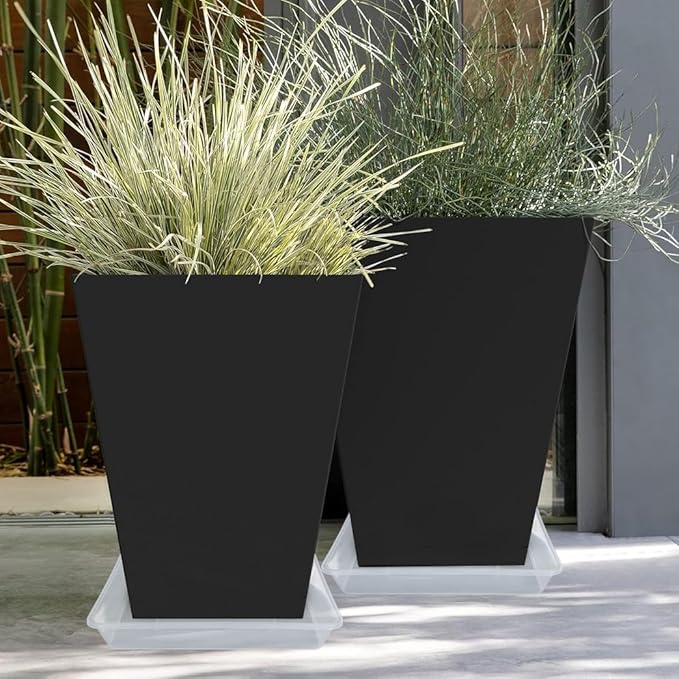 LWALRS Square Plant Saucer 6 Inch 5 Pack, Strong Clear Plastic Flower Plant Pot Saucer, Square Planters for Indoors and Outdoors Plants, Garden Plant Saucers for Pots Plant Trays.