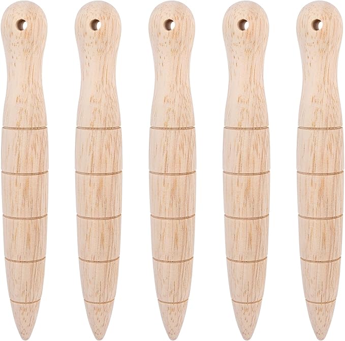 Framendino, 5 Pack Wooden Plant Dibber Wood Garden Sow Seedling Gardeners Planting Tools Dibble for Seed Plants