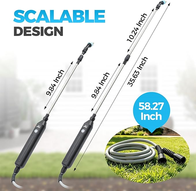Upgraded Battery Powered Sprayer Wand, Rechargeable Electric Pump Sprayer with 3 Adjustable Nozzles, Sprayer Wand for Tank Sprayer, Portable Watering Wand for Lawn Garden Watering