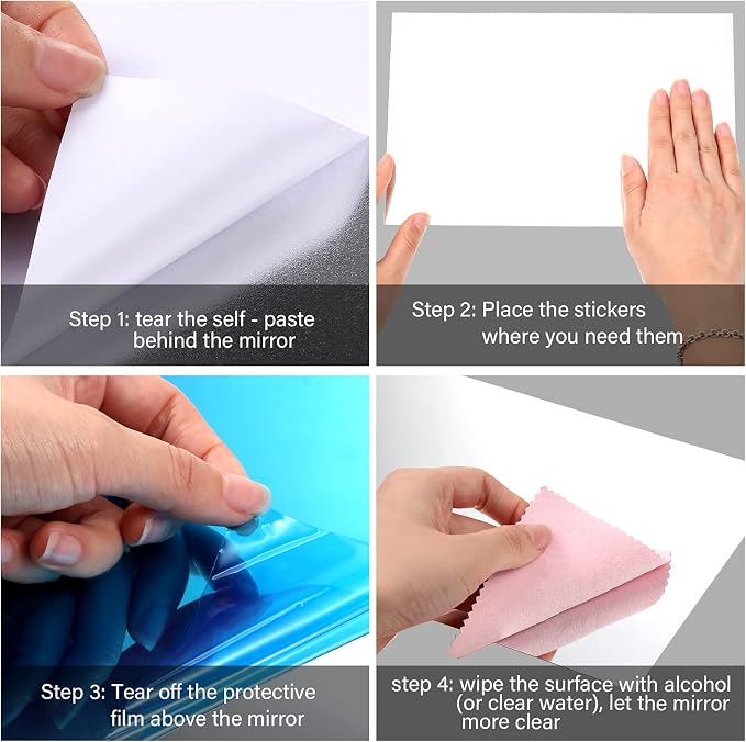 Zonon Flexible Mirror Sheets Self Adhesive Non Glass Mirror Tiles Stickers for Home Wall Decor(40 Pieces,6 x 9 Inches)