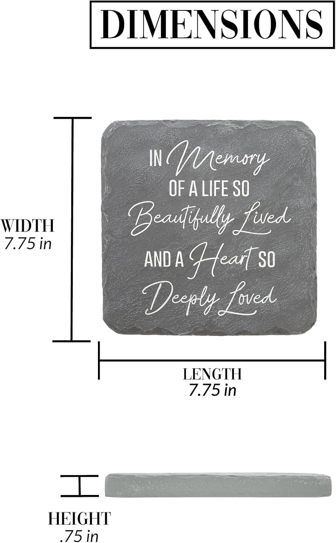 Pavilion Gift Company – Life So Beautifully Lived – 7.75” Indoor Outdoor Weatherproof Decorative Garden Stepping Stone Beloved Grave Memorial in Memory Bereavement Remembrance Loss Gift