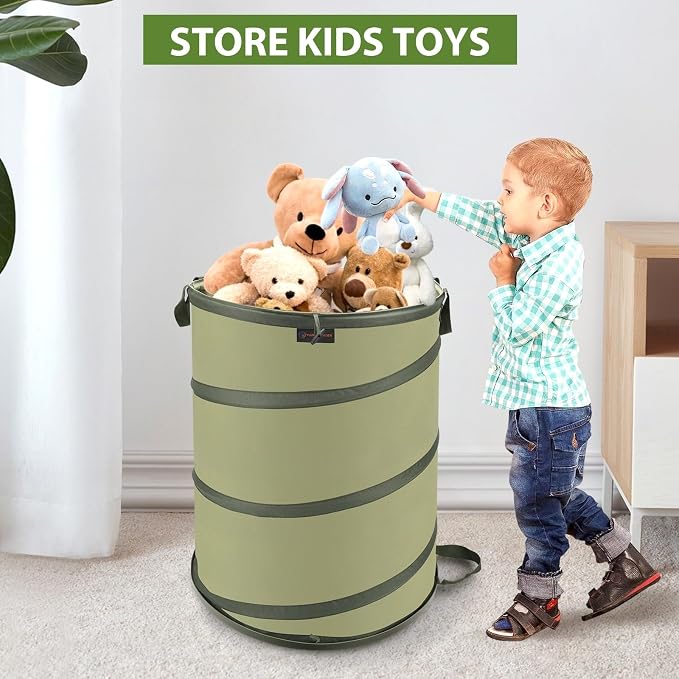 YUDI & GARDEN 45 Gallon Hard Bottom Collapsible Garden Bag, Heavy Duty Collapsible Trash Can for Collecting Weeds, Leaf, Party and Yard Waste
