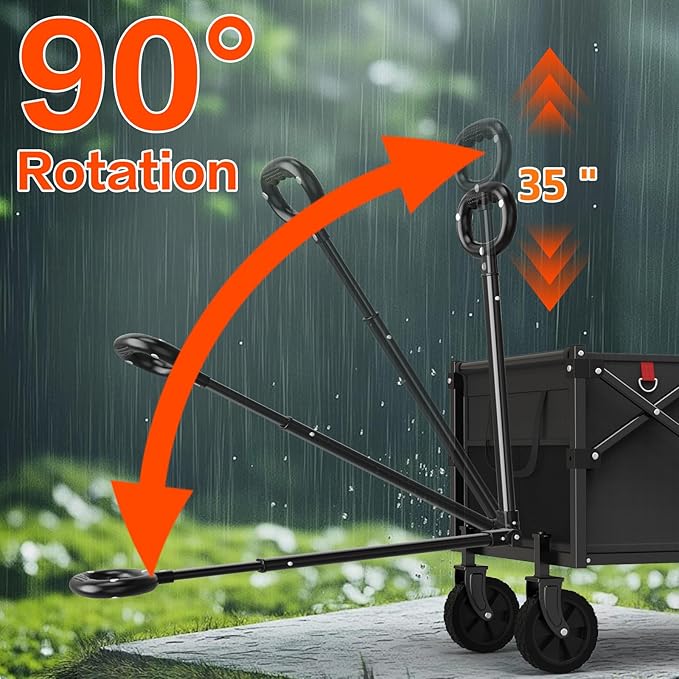 Yozoia 360LBS Heavy-Duty Wagons Carts Foldable 120L Collapsible Wagon Cart with Wheels and Tailgate, Folding Utility Wagon Carts for Groceries, Outdoor Camping, Shopping, Beach, Garden