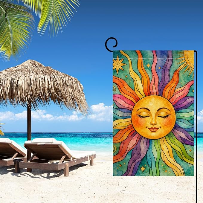 BLKWHT Summer Sunshine Garden Flag 12x18 Vertical Double Sided Welcome Spring Farmhouse Holiday Outside Decorations Burlap Yard Flag BW886