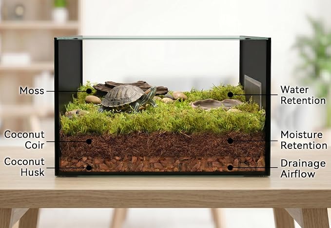 Halatool 4 Pack Compressed Coconut Fiber Substrate for Reptile, 100% Organic Premium Coconut Husk Substrate Terrarium Bedding for Tortoises Beard Dragon Leopard Gecko Snake Tarantula Worm Bins