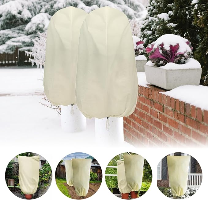 Plant Covers Freeze Protection – 4 Packs 47.2" x 31.5" Thickened Plant Frost Protection Covers, Heavy Duty Winter Plant Covers with Zipper & Drawstring, Reliable Freeze Protection for Outdoor Plants
