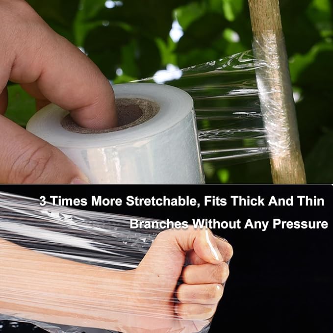 RRJ Grafting Tape for Fruit Trees, Floral Tape Grafting Tools Plant Garden Plant Nursery Tapes PE Stretchable Resilient Self Adhesive Membrane Clear Floristry Film Budding Tapes (5)