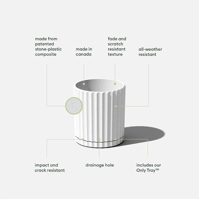 Veradek Demi Series Demi 6" Planter w/Tray - White, 2 Pack