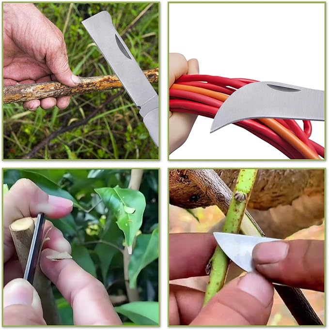 SPEEDWOX Grafting Gardening Knife Double Blades Garden Knife For Budding Pruning With 3 Rolls Grafting Tape And Tree Tags Garden Grafting Tool Grafting Tape For Fruit Trees