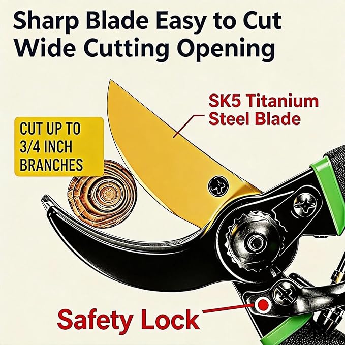 4-Pack Bypass Pruning Shears, Titanium Steel Blade,With Gardening Gloves,Shears Stainless, Ergonomic Hand Pruning Shears for Trees, Plants (Shears Gardening Tool Kit)