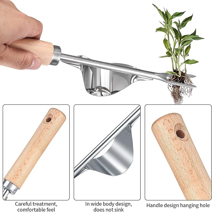 wugongshan 2 Pcs Hand Weeder Puller Tool, Manual Weed Puller Tool Kit, Garden Manual Weeder Removal Tools with V-Shaped Forks, for Garden Yard Lawn Farm Weed Roots Digging Removal Hand Tool