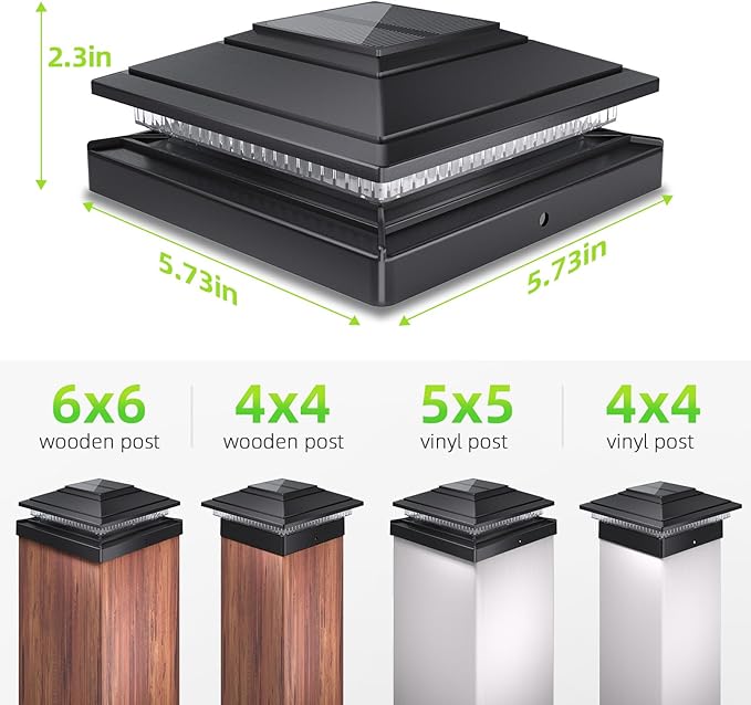 Solar Post Cap Lights Outdoor 12pack, Waterproof Fence Post Lights for 4x4 5x5 6x6 Wood/Vinyl Posts, Black Solar Deck Post Lights with 2 Color Modes Decorate Garden Patio Porch Backyard