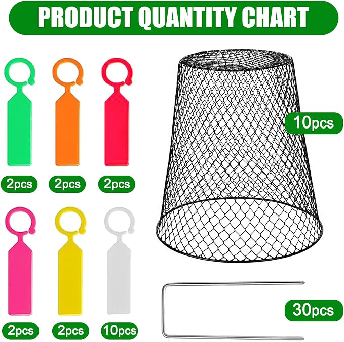 10 Pack 9.13"×9.13" Chicken Wire Cloche Plant Covers - Garden Plant Cloche Metal Heavy Duty Plant Protectors from Animals for Keeping Bunnies Chicken Squirrels Birds Other Out (10, Black)