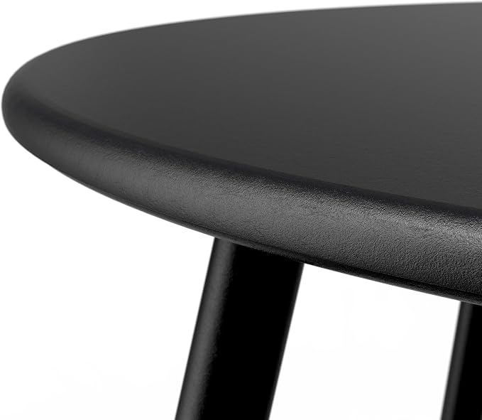 Patio Side Table Waterproof Round Metal Steel Weather Resistant Portable Outdoor and Indoor End Table for Garden Balcony Yard, Black
