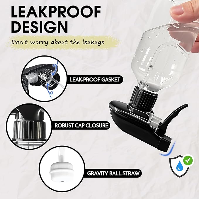 2 Packs Plastic Spray Bottles 360°Water Spray Bottle for Cleaning - 16.9 oz/500 ml Upside Down Spray Bottle Small Squirt Bottle with Adjustable Nozzle for Hair, Cooking, Plant, Pet (Clear + Green)