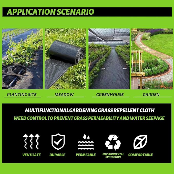3x100FT Weed Barrier Landscape Fabric Heavy Duty, 3.2oz Durable Geotextile Fabric, Block Gardening Ground Cover Weed Mat, Weed Control Garden Cloth for Landscaping, French Drains, Yard Driveway