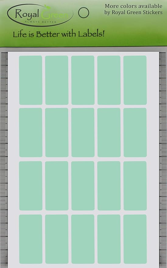 Royal Green Rectangle Sticker Labels 1.57 inch x 0.75 inch Pastel Green (40mm x 19mm) - 2000 Pack