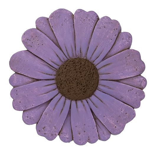 Landoraloria Cement Flower Stepping Stone 10” Daisy Garden Path Stone for Yard & Walkway Handcrafted Non-Slip Outdoor Patio Decor Weather-Resistant Cement Stone (Purple)