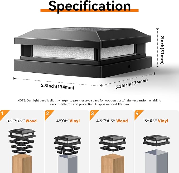 Solar Post Cap Lights Outdoor 12 Packs for 4x4 5x5 Vinyl/Wooden Posts, Waterproof Solar Powered Fence Post Light with Warm/Cool Lighting, Black 16LEDs Deck Cap Light for Garden, Patio, Porch