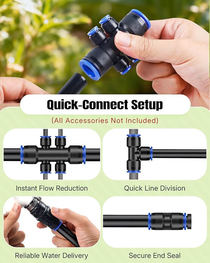 Pawfly 1/2 Inch Drip Irrigation Tubing (50 ft Roll), 1/2 Irrigation Tubing, Black Polyethylene Main Line, Blank Distribution Tubing for Drip Irrigation System, Drip Irrigation Hose for Garden Watering