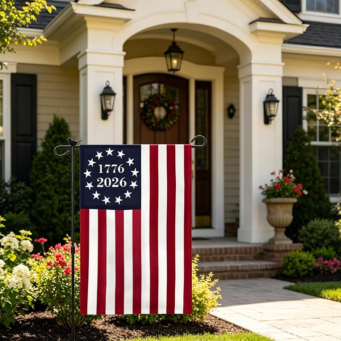FRF USA 250th Anniversary Betsy Ross Garden Flag 12x18 Inch 1776-2026 Double Sided 13 Colonies Yard Flag, 250 Celebration Patriotic American Garden Decor for July 4th