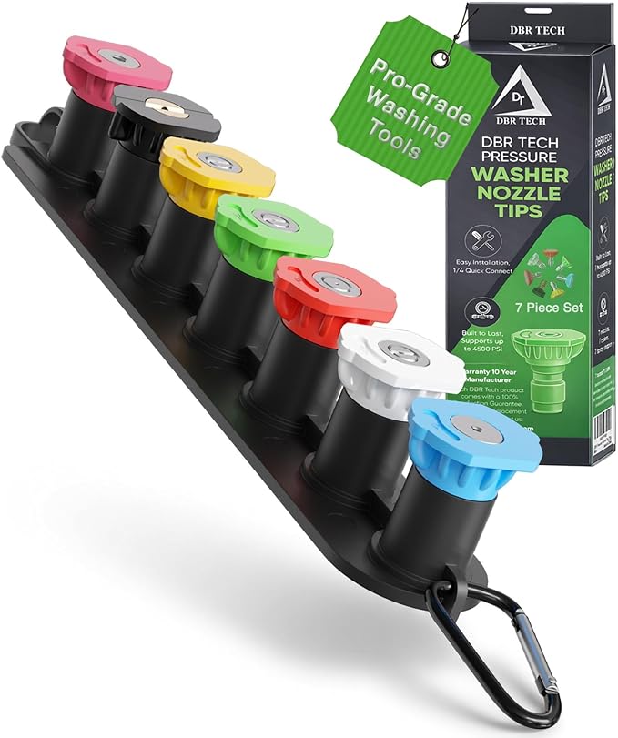DBR Tech® Pressure Washer Nozzle Tips Set | 7 Pack, 4500 PSI
