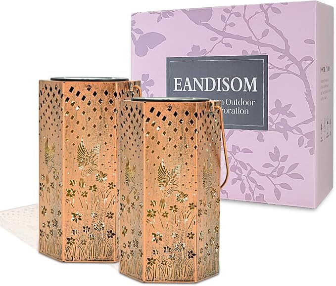 Eandisom Birthday Gifts for Women, 2 Pack Hummingbird Solar Lanterns