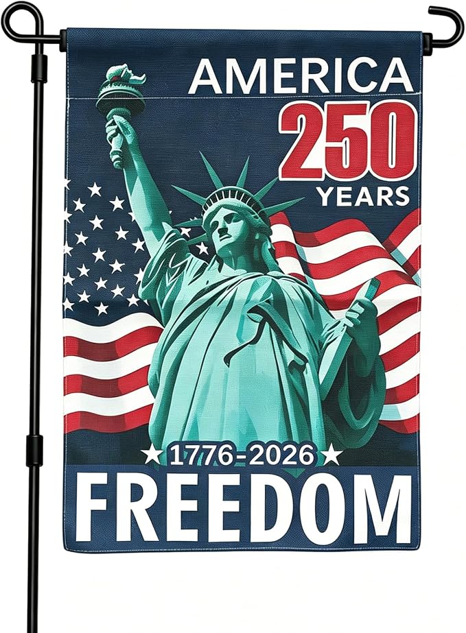 USA 250th Anniversary Garden Flag 12x18 Inch, Double Sided Burlap American 250 Years of Freedom Yard Flags, Patriotic 1776-2026 Commemorative Banner for 4th of July Outdoor Decoration